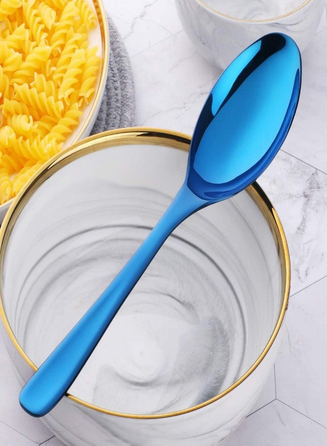 Bisda Buffet Serving Spoons, Stainless Steel 10 Inch Blue Plated Server Set of 2, Large Salad Serverware Utensils, Dishwasher Safe - Image 4