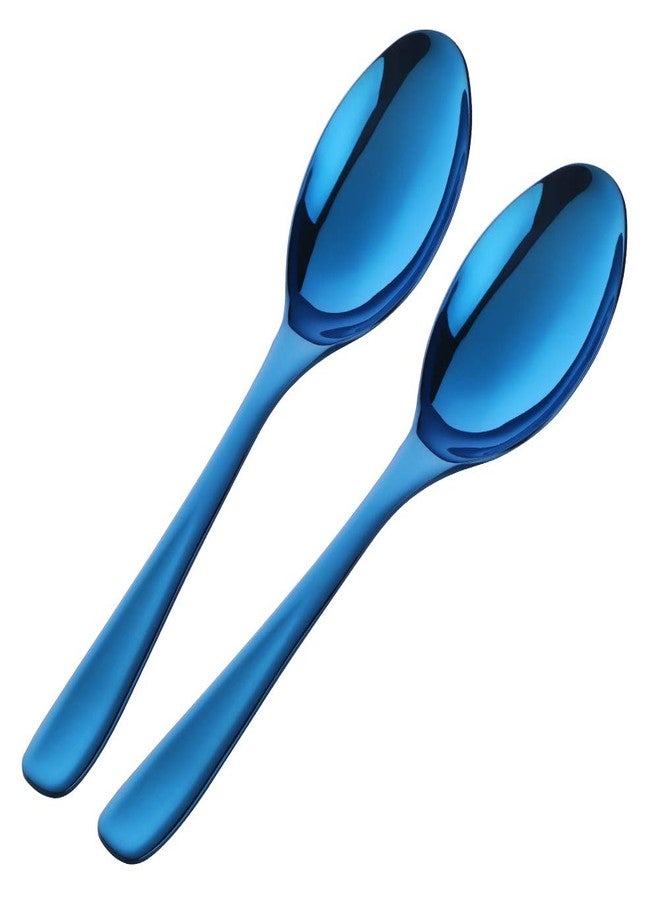 Bisda Buffet Serving Spoons, Stainless Steel 10 Inch Blue Plated Server Set of 2, Large Salad Serverware Utensils, Dishwasher Safe - Image 1