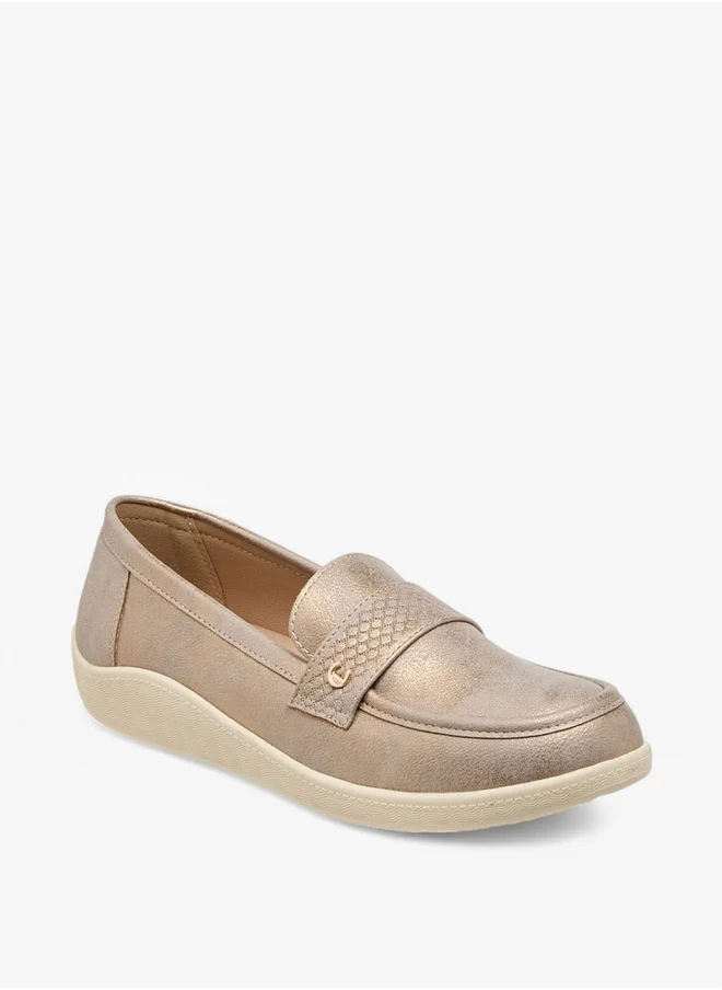لو كونفورت Textured Slip-On Loafers with Metallic Trim