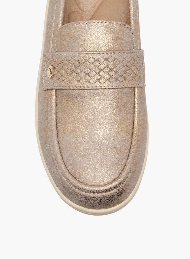 Le Confort Textured Slip-On Loafers with Metallic Trim - Image 4