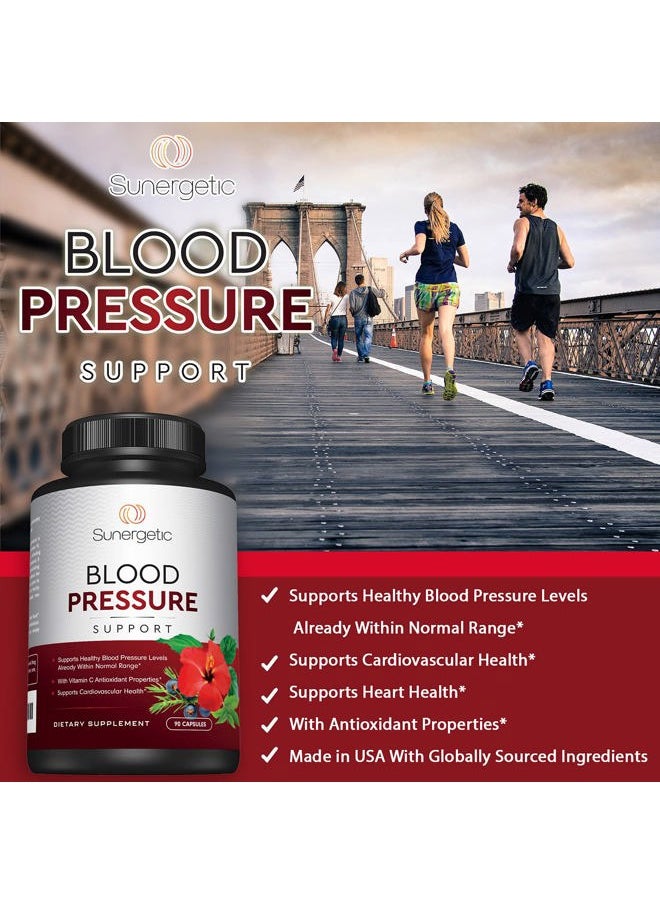Sunergetic - Premium Blood Pressure Support Supplement for Cardiovascular & Heart Health with Garlic, Hawthorn & Hibiscus (90 Capsules) - Image 1