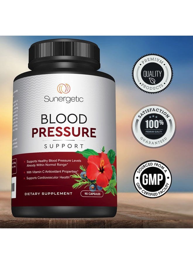 Sunergetic - Premium Blood Pressure Support Supplement for Cardiovascular & Heart Health with Garlic, Hawthorn & Hibiscus (90 Capsules) - Image 1