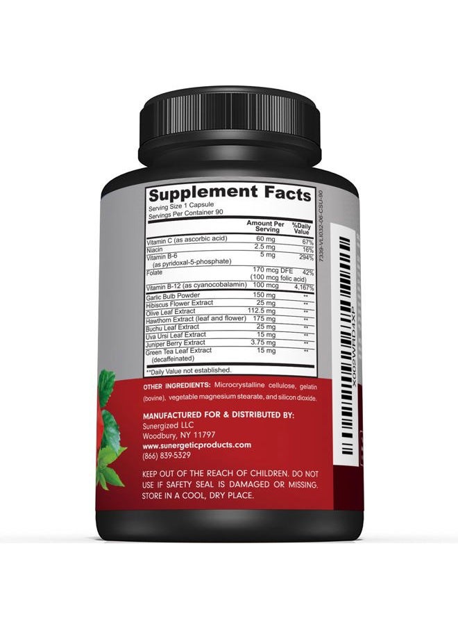 Sunergetic - Premium Blood Pressure Support Supplement for Cardiovascular & Heart Health with Garlic, Hawthorn & Hibiscus (90 Capsules) - Image 1