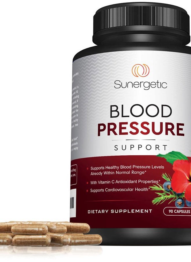 Sunergetic - Premium Blood Pressure Support Supplement for Cardiovascular & Heart Health with Garlic, Hawthorn & Hibiscus (90 Capsules) - Image 1