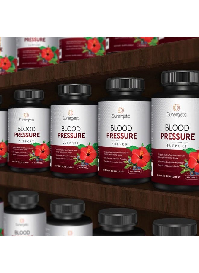 Sunergetic - Premium Blood Pressure Support Supplement for Cardiovascular & Heart Health with Garlic, Hawthorn & Hibiscus (90 Capsules) - Image 1