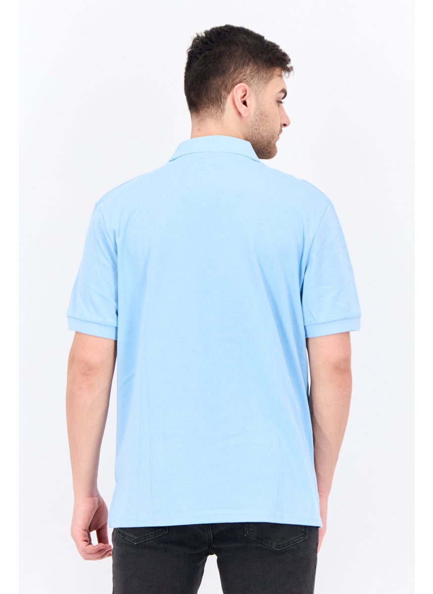 NAUTICA Men Regular Fit Short Sleeves Stripe Polo Shirt, Blue  - Image 3