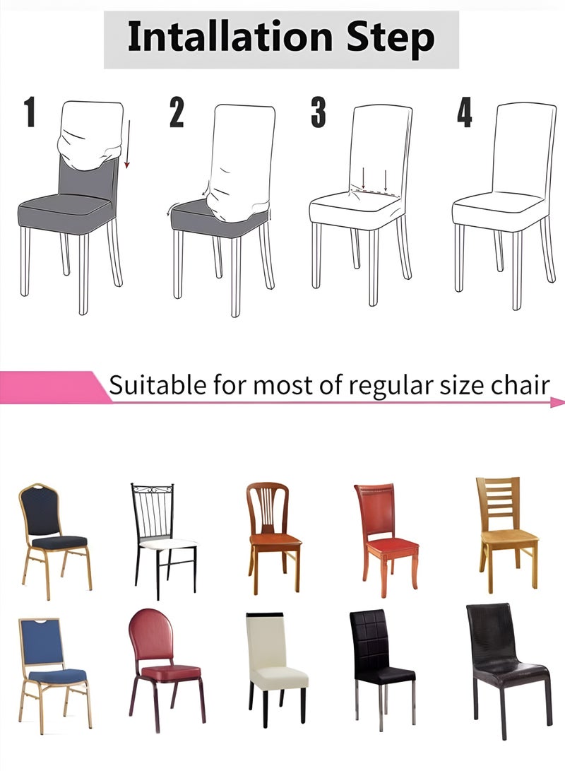توشيونيكس غطاءان قابلان للتمدد من الإسباندكس لكراسي الطعام T113619 | غطاء كرسي مرن مانع للانزلاق وقابل للغسل لغرفة الطعام والمطبخ وغرفة المعيشة | واقي كرسي بمقاس عالمي - Image 3