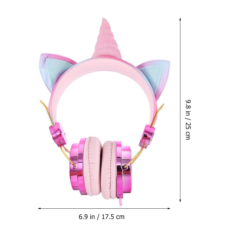 Cat Ear Unicorn Gaming Headset with Microphone Rose Gold Adjustable for Computer Phone - Image 3