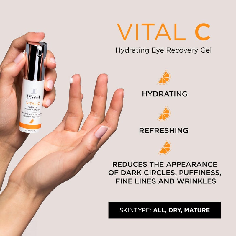 IMAGE SKINCARE صورة للعناية بالبشرة، جل استعادة ترطيب العين VITAL C، مع فيتامين C والببتيدات لتقليل مظهر الهالات السوداء، والانتفاخات، والتجاعيد تحت العين، 0.5 أونصة سائلة - Image 2