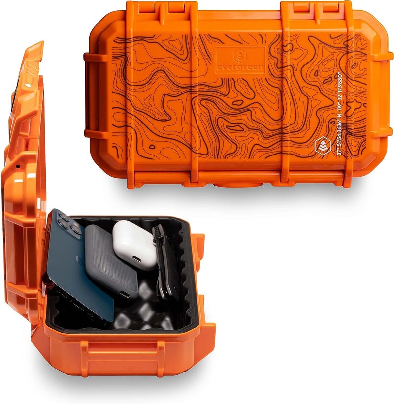 Evergreen 56 Waterproof Dry Box Protective Case - Travel Safe/Mil Spec/USA Made - for Tackle Organization of Cameras, Phones, Camping, Fishing, Hiking, EDC, Water Sports, Knives (TOPO) - Image 1