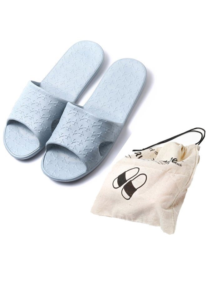Anmerl Travel Slippers for Women and Men, Portable Foldable Slippers with Cotton Storage Bag, Soft Comfy Non-Slip Quick Dry House Bathroom Shower Shoes Spa Gym Swimming Beach Sandals, Grey, 10-11 - Image 1