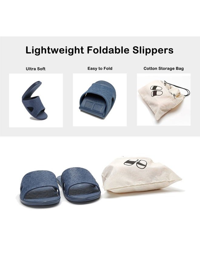 Anmerl Travel Slippers for Women and Men, Portable Foldable Slippers with Cotton Storage Bag, Soft Comfy Non-Slip Quick Dry House Bathroom Shower Shoes Spa Gym Swimming Beach Sandals, Grey, 10-11 - Image 5