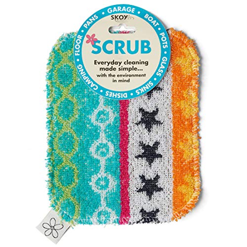 Skoy Scrub, 1-Piece Reusable, Non-Scratching Dish Scrubber for Kitchen and Household Cleaning, Planet-Friendly, Dishwasher Safe Soft Scrub, Assorted Colors and Designs - Image 1