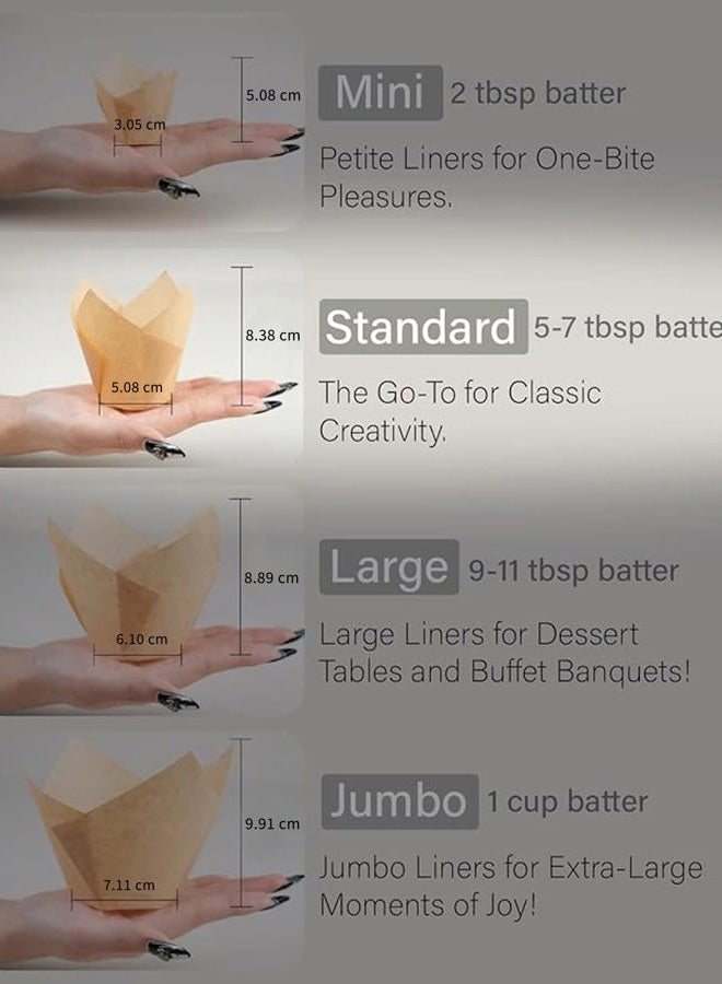 Bake Choice 50pcs Natural Cupcake Baking Cups, Heavy Duty Parchment Paper Cupcake Liners 3.5oz for Muffin, Cupcake, Dessert. - Image 3