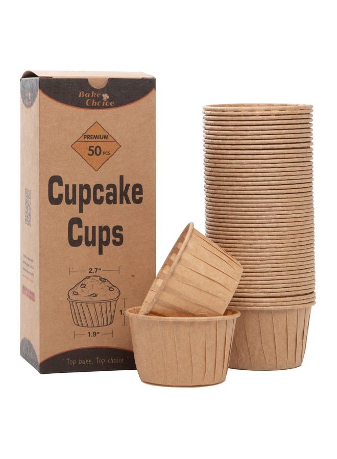 Bake Choice 50pcs Natural Cupcake Baking Cups, Heavy Duty Parchment Paper Cupcake Liners 3.5oz for Muffin, Cupcake, Dessert. - Image 1