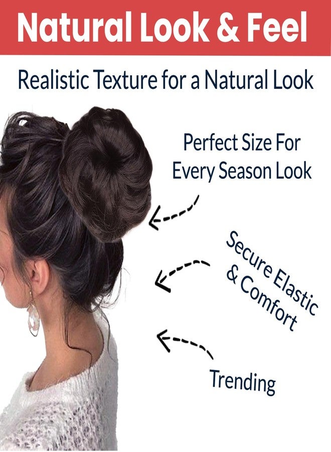 TEMPERIA Hair Accessories For Women Stylish - Artificial Fake Donuts Maker Scrunchies for Wedding - Juda Hair Messy Bun Extension with Elastic Rubber Band Drawstring - Big Size 17 CM - Natural Brown - Image 3