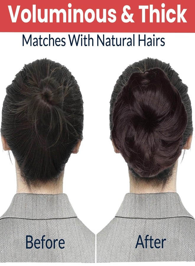 TEMPERIA Hair Accessories For Women Stylish - Artificial Fake Donuts Maker Scrunchies for Wedding - Juda Hair Messy Bun Extension with Elastic Rubber Band Drawstring - Big Size 17 CM - Natural Brown - Image 5