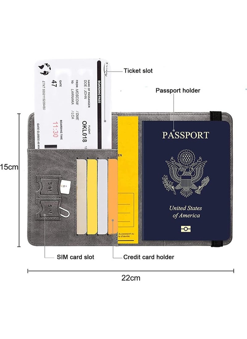 ايكانبو حامل جواز السفر، منظم محفظة سفر من الجلد الصناعي بتقنية RFID، حامل جواز السفر، بطاقات العمل، بطاقات الائتمان، بطاقات الصعود إلى الطائرة  - Image 2