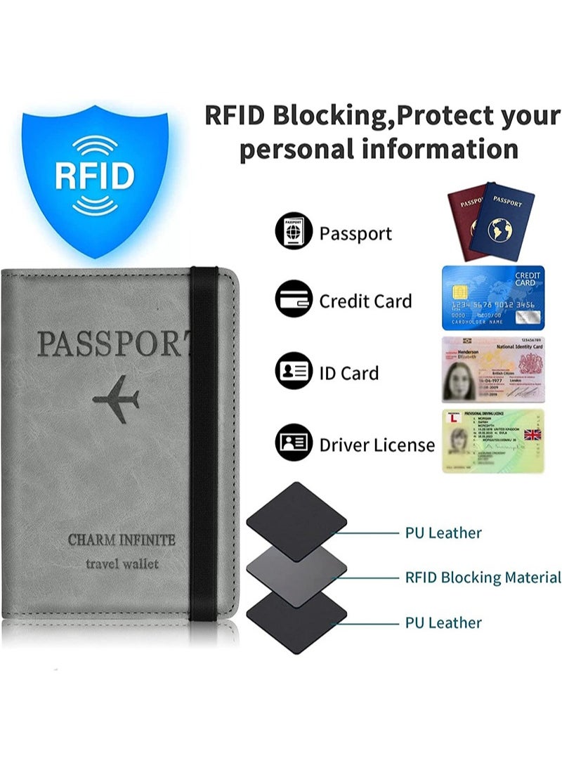 ايكانبو حامل جواز السفر، منظم محفظة سفر من الجلد الصناعي بتقنية RFID، حامل جواز السفر، بطاقات العمل، بطاقات الائتمان، بطاقات الصعود إلى الطائرة  - Image 3