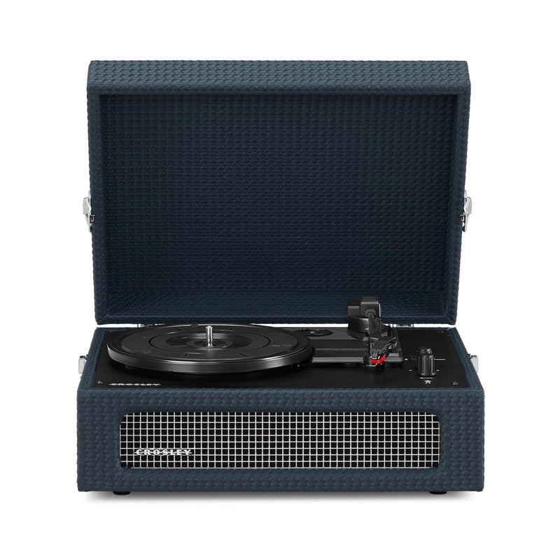 Crosley مشغل أسطوانات كروسلي CR8017B-NY فويجر الكلاسيكي المحمول مع بلوتوث داخلي/خارجي ومكبرات صوت مدمجة، أزرق بحري - Image 2