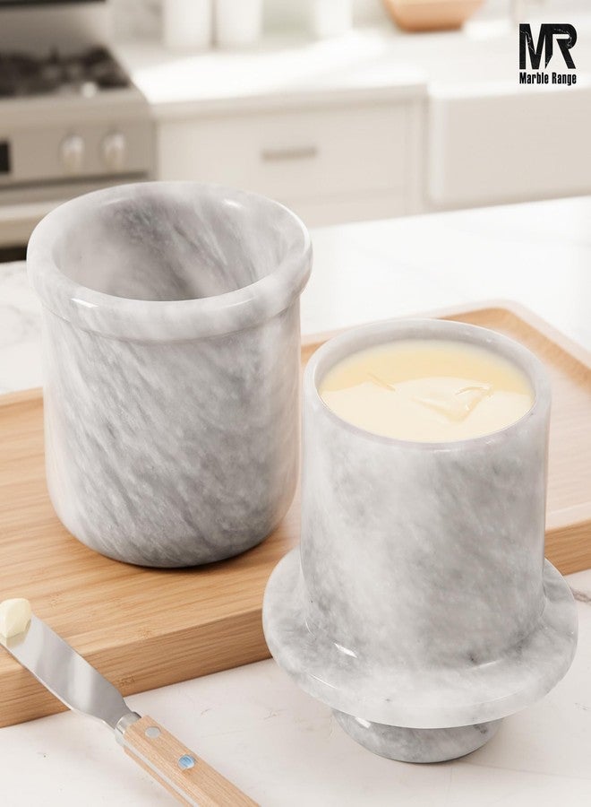 MARBLE RANGE Marble Butter Keeper with Lid Handmade White French Butter Crock for Countertop, 4.25” Butter Dish for Kitchen Decor, Keeps Butter Fresh & Spreadable - Image 3