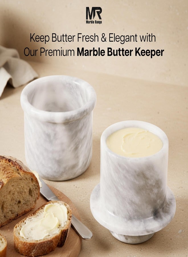 MARBLE RANGE Marble Butter Keeper with Lid Handmade White French Butter Crock for Countertop, 4.25” Butter Dish for Kitchen Decor, Keeps Butter Fresh & Spreadable - Image 4
