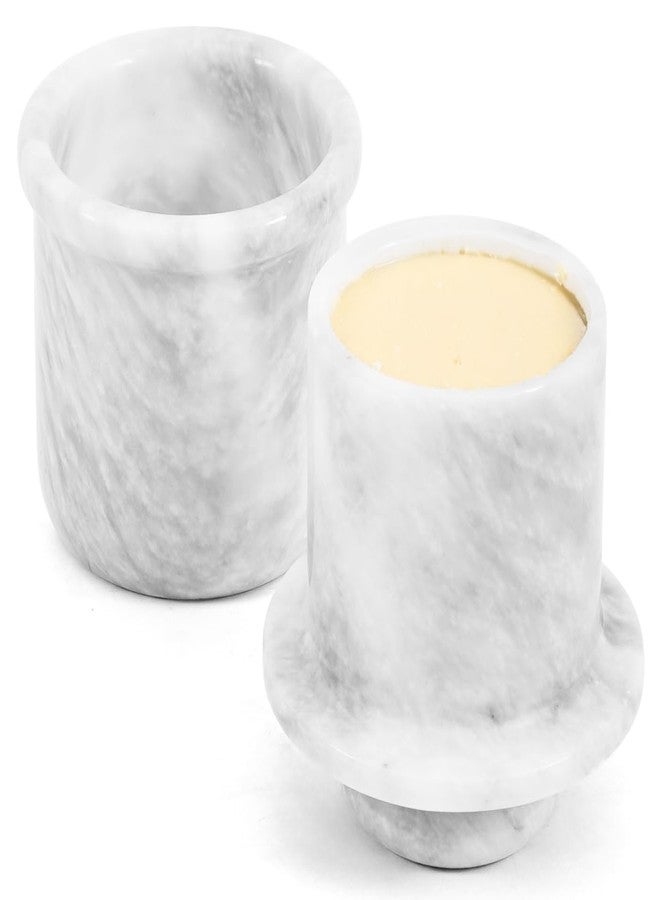 MARBLE RANGE Marble Butter Keeper with Lid Handmade White French Butter Crock for Countertop, 4.25” Butter Dish for Kitchen Decor, Keeps Butter Fresh & Spreadable - Image 1