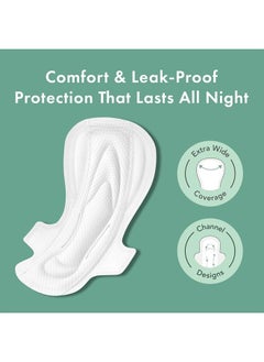 Rael Pads for Women, Organic Cotton Cover - Period Pads with Wings, Feminine Care, Sanitary Napkins, Heavy Absorbency, Unscented, Ultra Thin (Extra Long Overnight, 12 Count)  - Image 2