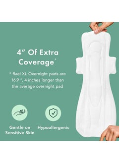 Rael Pads for Women, Organic Cotton Cover - Period Pads with Wings, Feminine Care, Sanitary Napkins, Heavy Absorbency, Unscented, Ultra Thin (Extra Long Overnight, 12 Count)  - Image 4