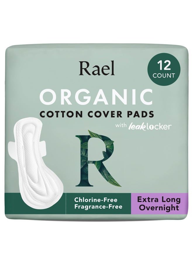 Rael Pads for Women, Organic Cotton Cover - Period Pads with Wings, Feminine Care, Sanitary Napkins, Ultimate Absorbency, Postpartum, Unscented, Ultra Thin (Extra Long Overnight, 12 Count) - Image 1