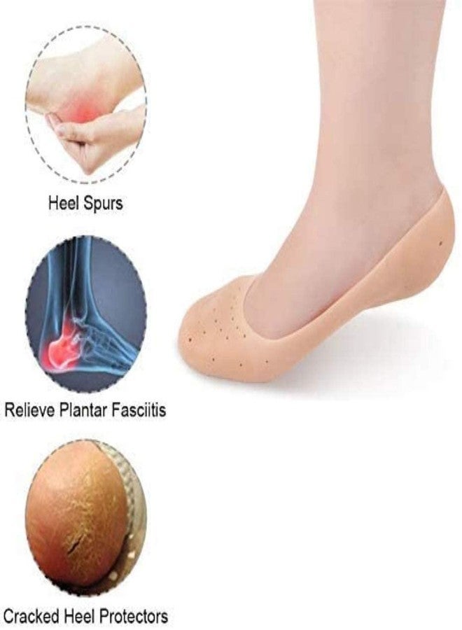 CELLEBII® Anti Crack Full Length Silicon Foot Protector Moisturizing Socks for Foot Care and Heel Cracks Smiling Foot Socks. - Image 2