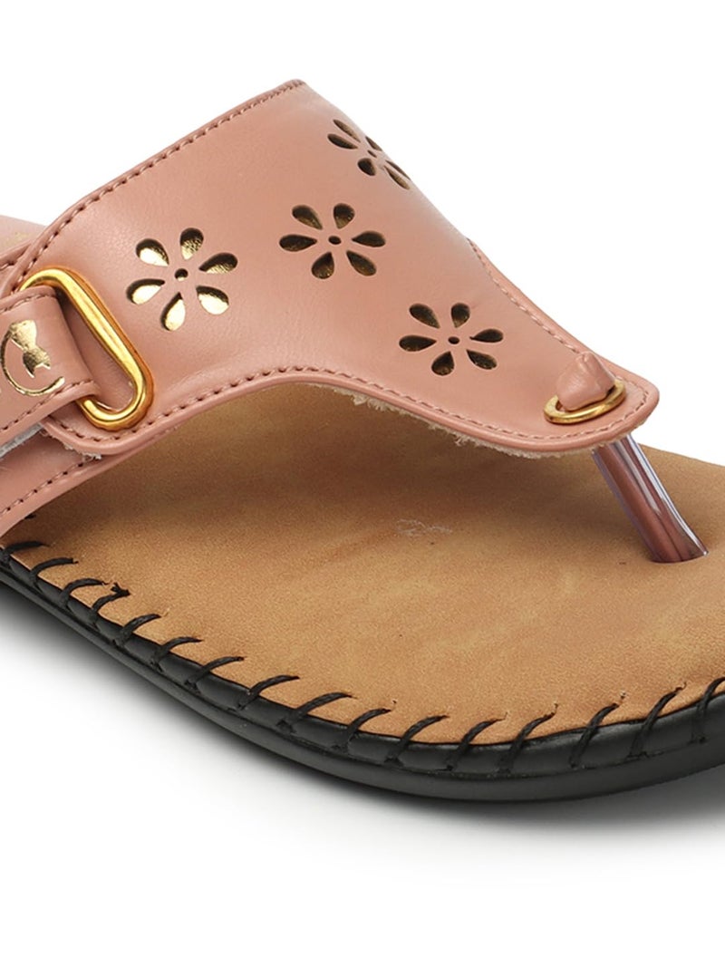 Denill Women's Soft Bottom Sandals (Peach, 6) - Image 5