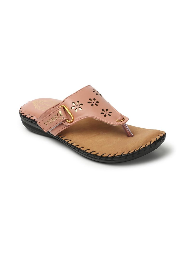 Denill Women's Soft Bottom Sandals (Peach, 6) - Image 1