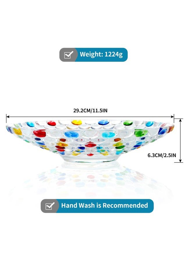 MDLUU 11.5'' Glass Crystal Bowl Centerpiece, Colorful Fruit Display Bowl, Decorative Large Glass Bowl for Kitchen Counter, Dining Room, Wedding Decor - Image 3