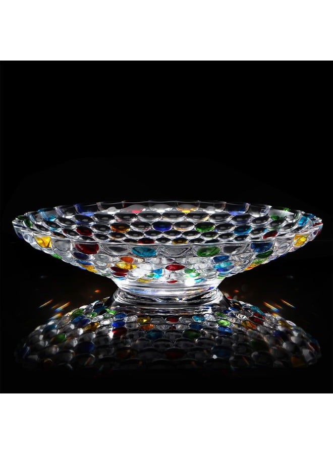 MDLUU 11.5'' Glass Crystal Bowl Centerpiece, Colorful Fruit Display Bowl, Decorative Large Glass Bowl for Kitchen Counter, Dining Room, Wedding Decor - Image 2