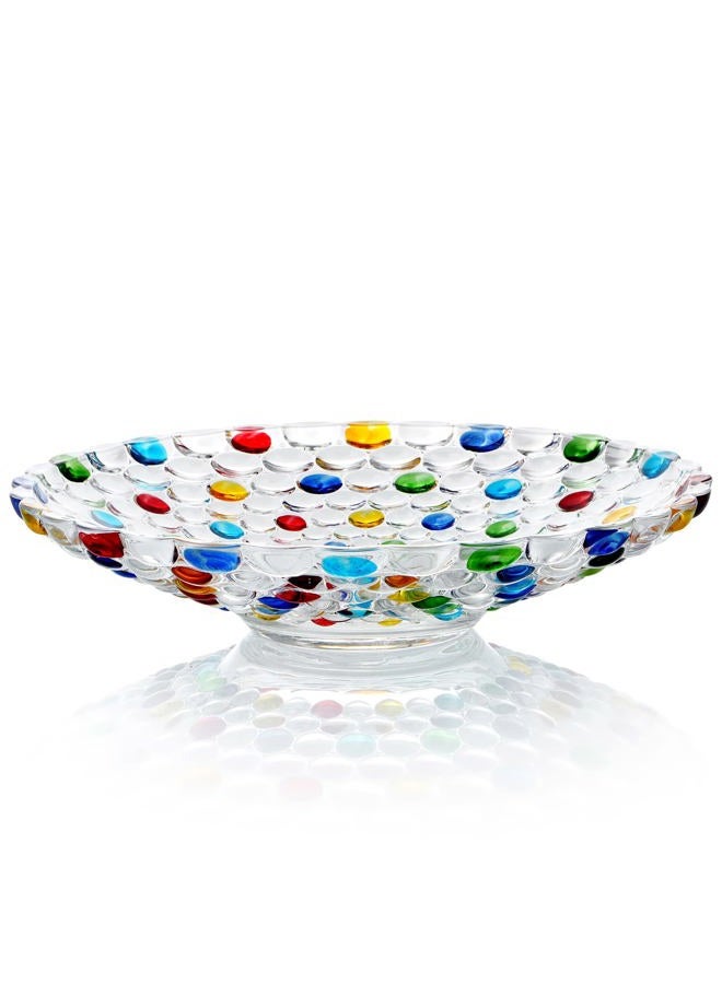MDLUU 11.5'' Glass Crystal Bowl Centerpiece, Colorful Fruit Display Bowl, Decorative Large Glass Bowl for Kitchen Counter, Dining Room, Wedding Decor - Image 1