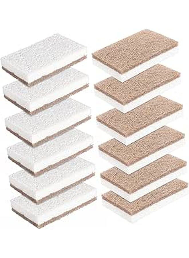 Natural Cleaning Sponges 12 Pack Coconut Fiber Cellulose Non Scratch Kitchen Bathroom - Image 1