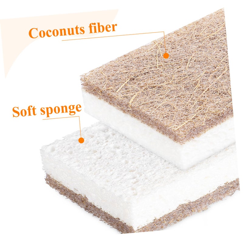 Natural Cleaning Sponges 12 Pack Coconut Fiber Cellulose Non Scratch Kitchen Bathroom - Image 3