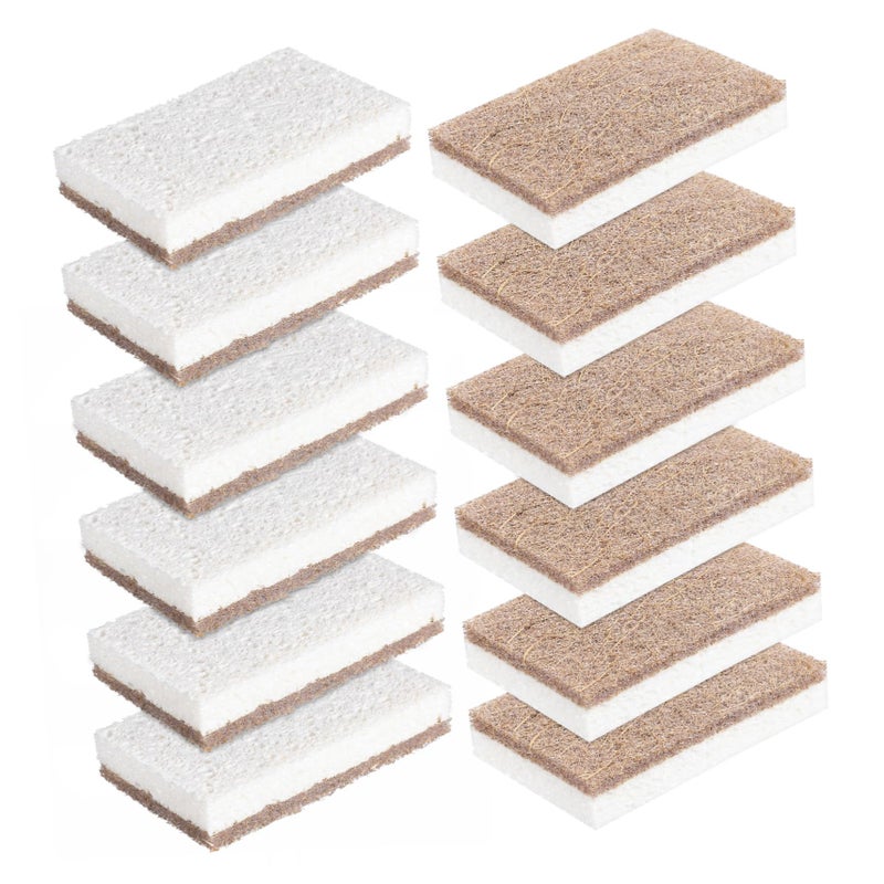 Natural Cleaning Sponges 12 Pack Coconut Fiber Cellulose Non Scratch Kitchen Bathroom - Image 2
