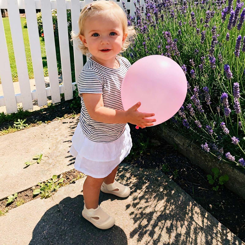 JOINFREE Baby Water Shoes Toddler Boys Girls Sandals Wide Swim Shoes Barefoot Breathable Summer Shoes for Beach Pool Beige 18-24 Months - Image 2