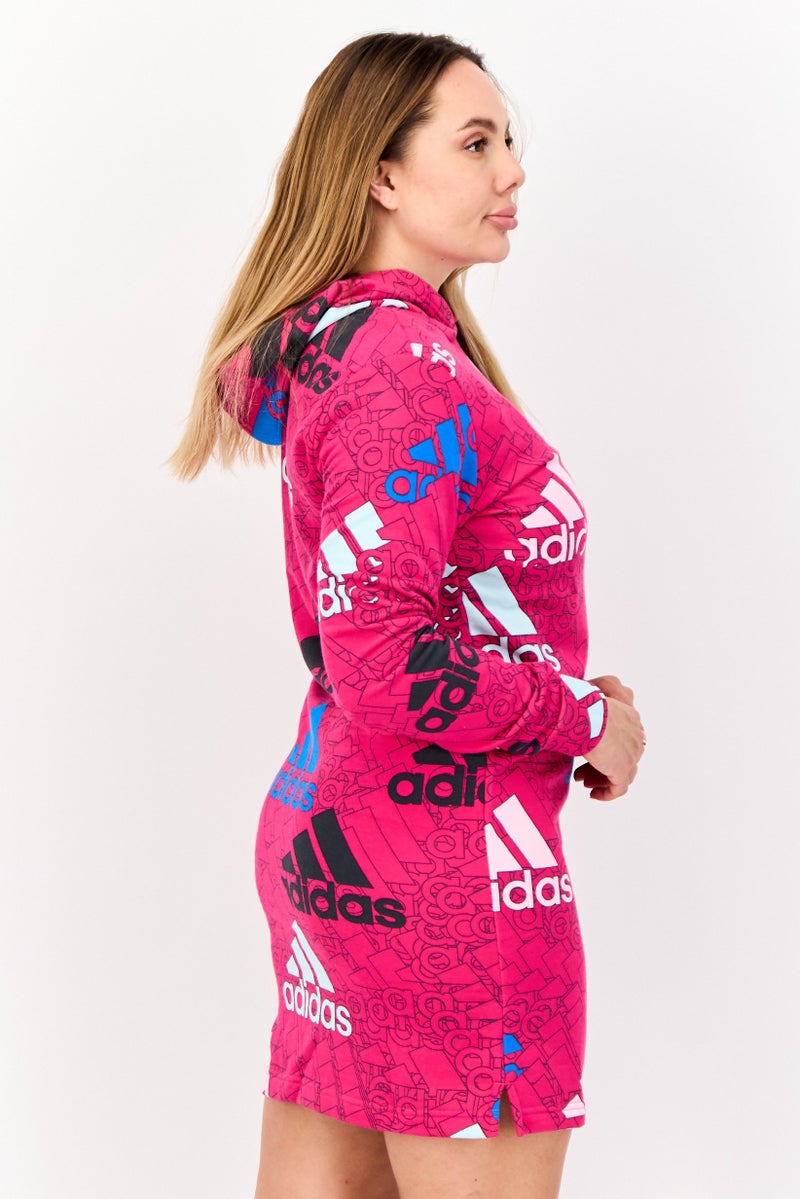 Adidas Women Sportswear Fit Long Sleeves Outdoor Hooded Dress, Pink - Image 2