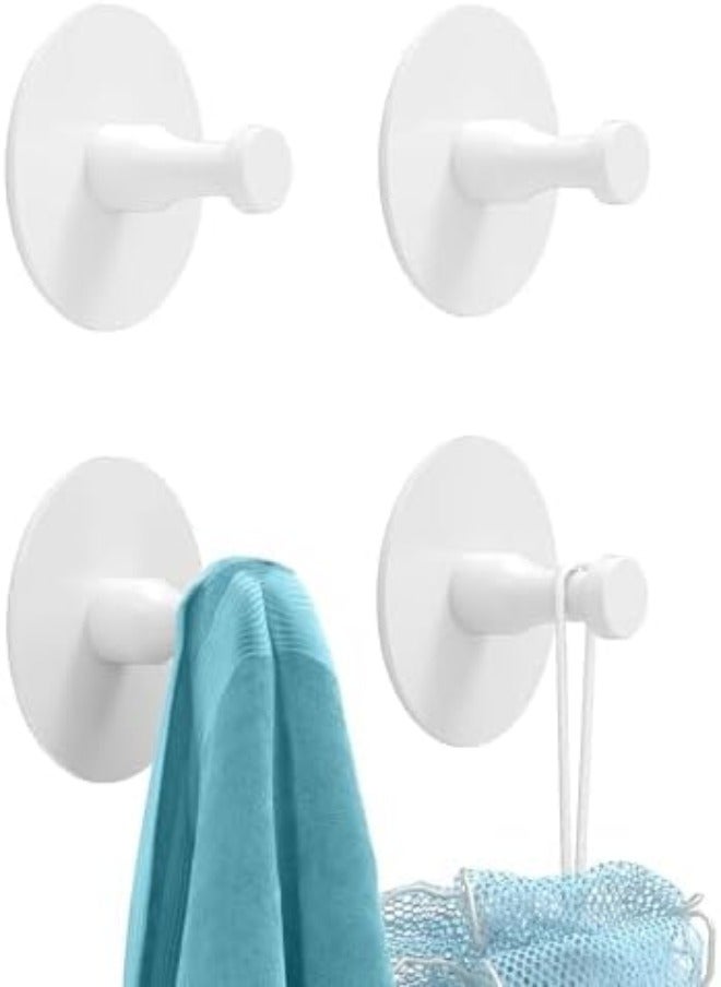 STWWO Adhesive Hooks for Walls No Damage 4 PCS, Heavy Duty Aluminum Strong Adhesive Towel Hooks for Bathrooms for Inside Shower for Hanging Loofah, Clothes, Robes - Image 1