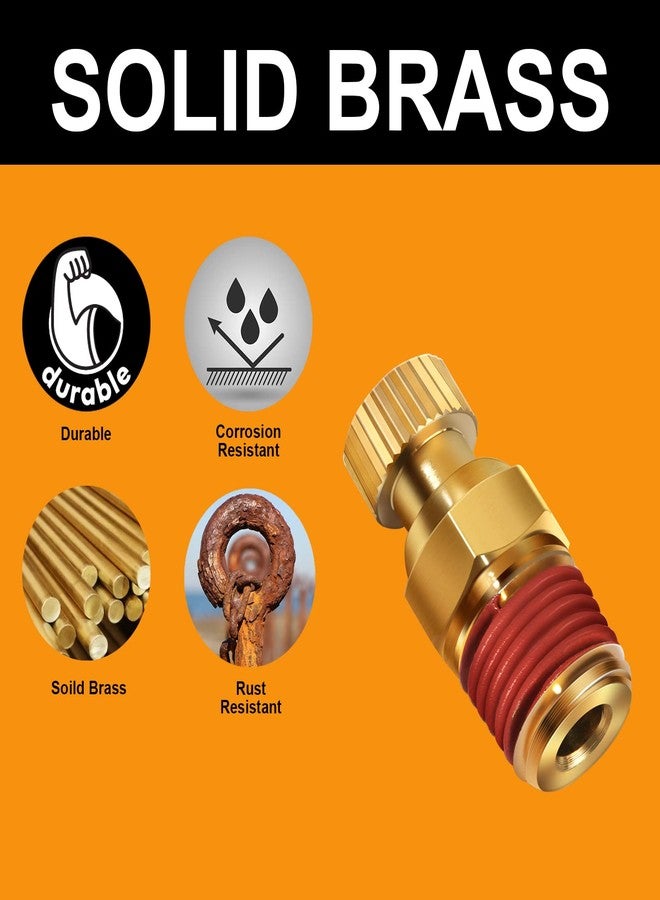 SUNROAD Air Compressor Tank Drain valve, SUNROAD 1/4'' NPT Brass Tank Drain Cock Replacement Part,Knurled end Petcock 3 PCS Drainage Valve with Thumb Screw Handle - Image 2