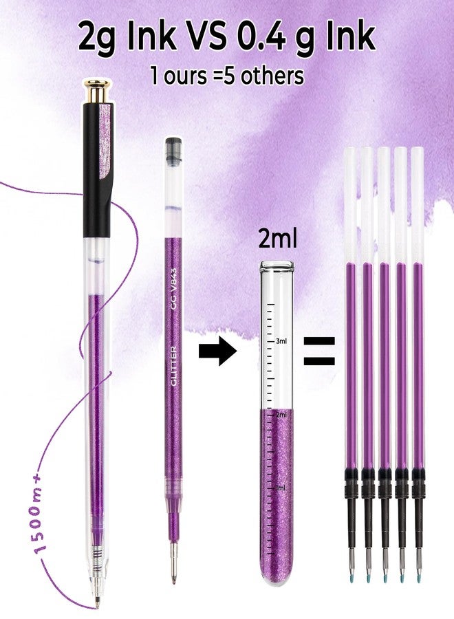 ZSCM Retractable Glitter Gel Pens, 7 Colors Large Capacity Sparkle Shimmer Gel Ink Pens for Adult Coloring, 1.0 mm Fine Point Smooth Writing Color Pen for Party Decor Note Taking Aesthetic Art Supplies - Image 3