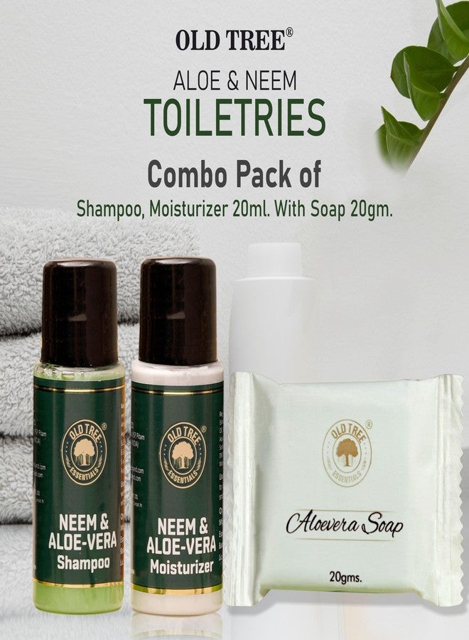 أولد تري شامبو ومرطب أولد تري بالصبار والنيم (20 مل لكل منهما) مع 20 جم من صابون الجلسرين - مجموعة أدوات النظافة الفندقية لغرف الفنادق ودور الضيافة وقاعات الأفراح (مجموعة من 50 قطعة، إجمالي 150 قطعة) - Image 3