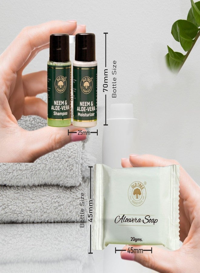 أولد تري شامبو ومرطب أولد تري بالصبار والنيم (20 مل لكل منهما) مع 20 جم من صابون الجلسرين - مجموعة أدوات النظافة الفندقية لغرف الفنادق ودور الضيافة وقاعات الأفراح (مجموعة من 50 قطعة، إجمالي 150 قطعة) - Image 5