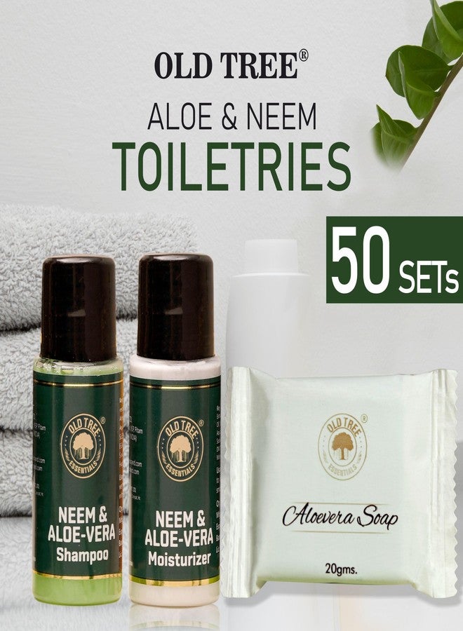 أولد تري شامبو ومرطب أولد تري بالصبار والنيم (20 مل لكل منهما) مع 20 جم من صابون الجلسرين - مجموعة أدوات النظافة الفندقية لغرف الفنادق ودور الضيافة وقاعات الأفراح (مجموعة من 50 قطعة، إجمالي 150 قطعة) - Image 2