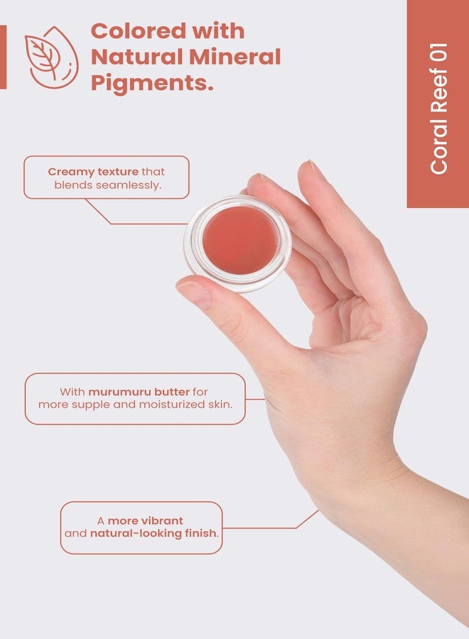 Bade Natural Cream Blush Coral Reef 01 - 100% Natural Buildable Color for Cheeks - Hydrating, Blendable, Cruelty-Free Makeup - Image 4