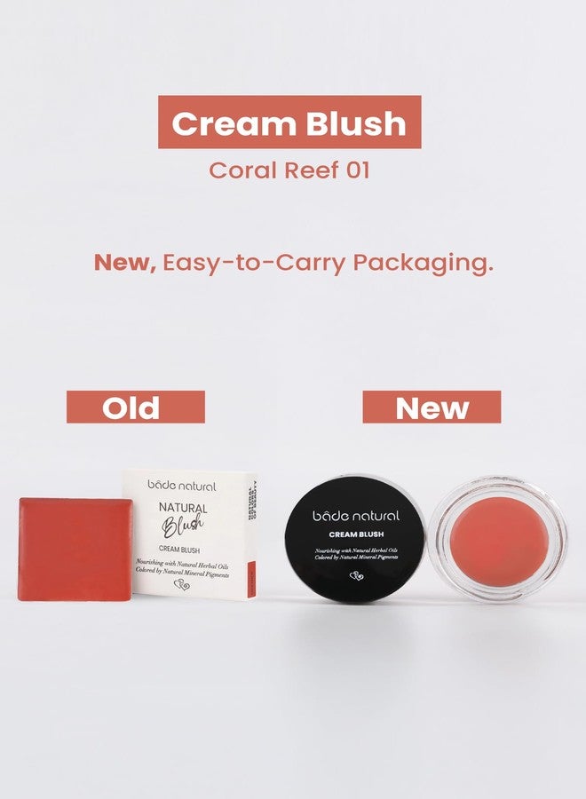 Bade Natural Cream Blush Coral Reef 01 - 100% Natural Buildable Color for Cheeks - Hydrating, Blendable, Cruelty-Free Makeup - Image 3