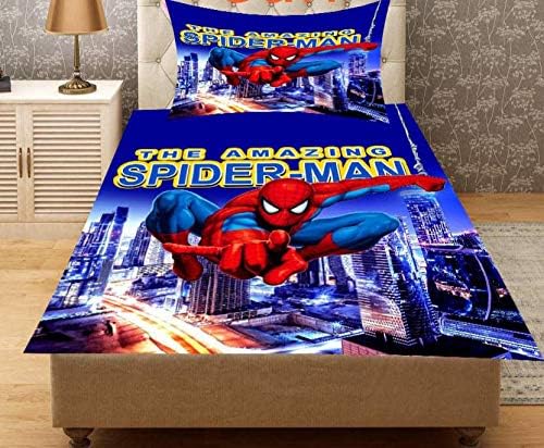 Laying Style Laying Style Digital Print 3D SpiderMan Soft Touch Velvet Single Bedsheet with 1 Pillow Cover  - Image 1